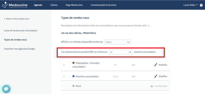 Délais minimum de prise de rdv