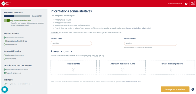 INFOS ADMINISTRATIVES ESPACE PRO